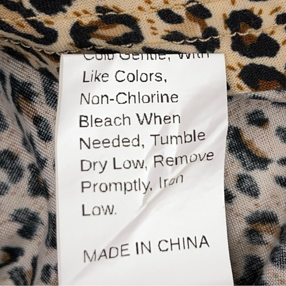 Size 8/10 Leopard Print Dress Long Sleeve Cold Shoulder Style Goth Retro Punk - Picture 13 of 13